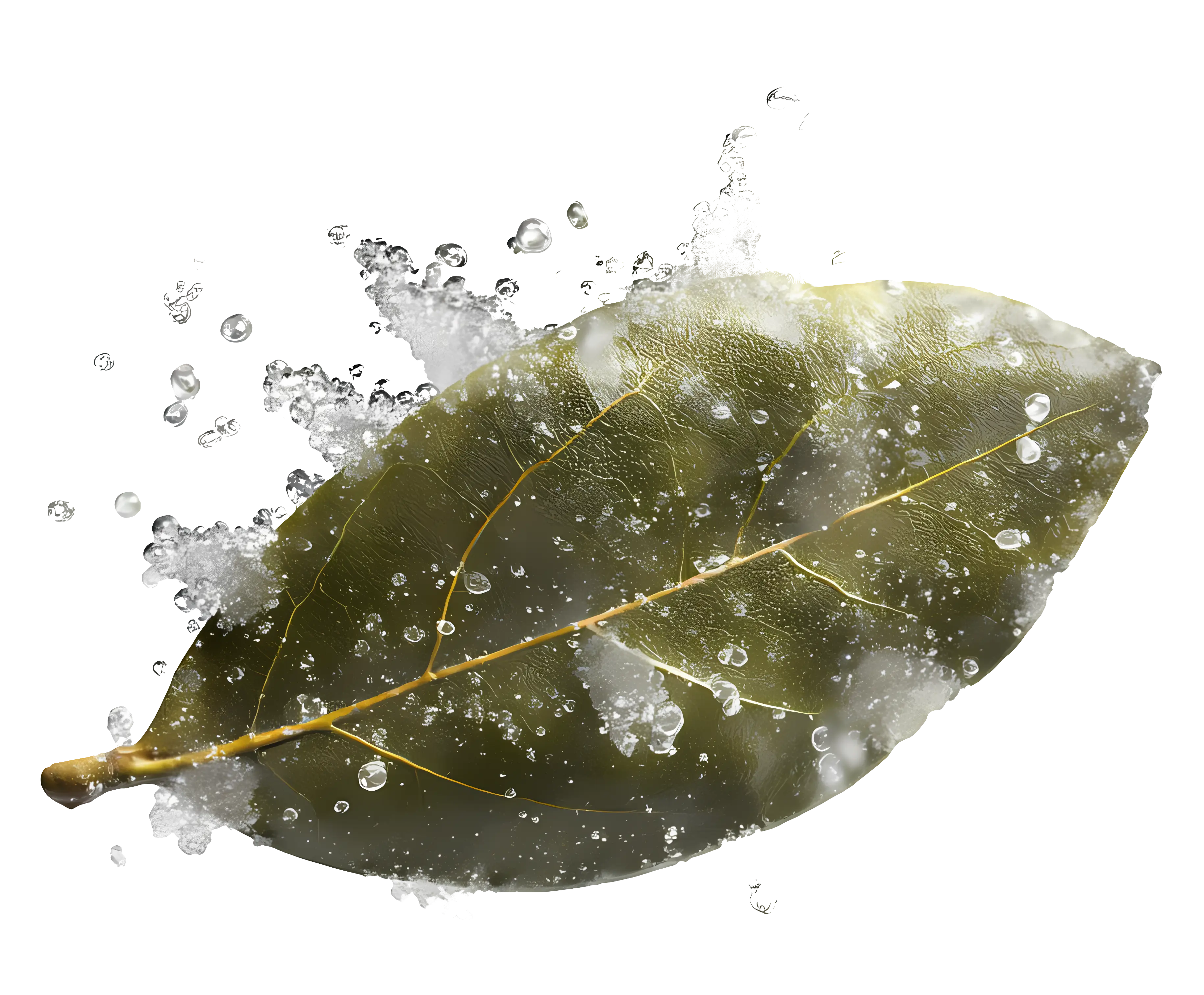 Bay Leaf with Water Droplets Illustration