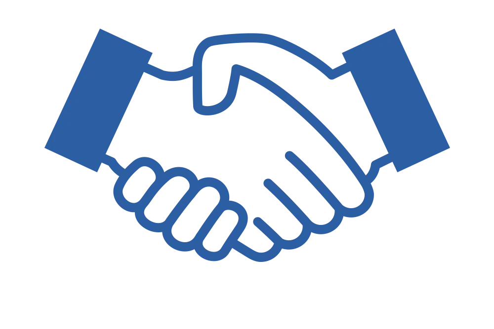 Blue Handshake Icon for Partnership Concept