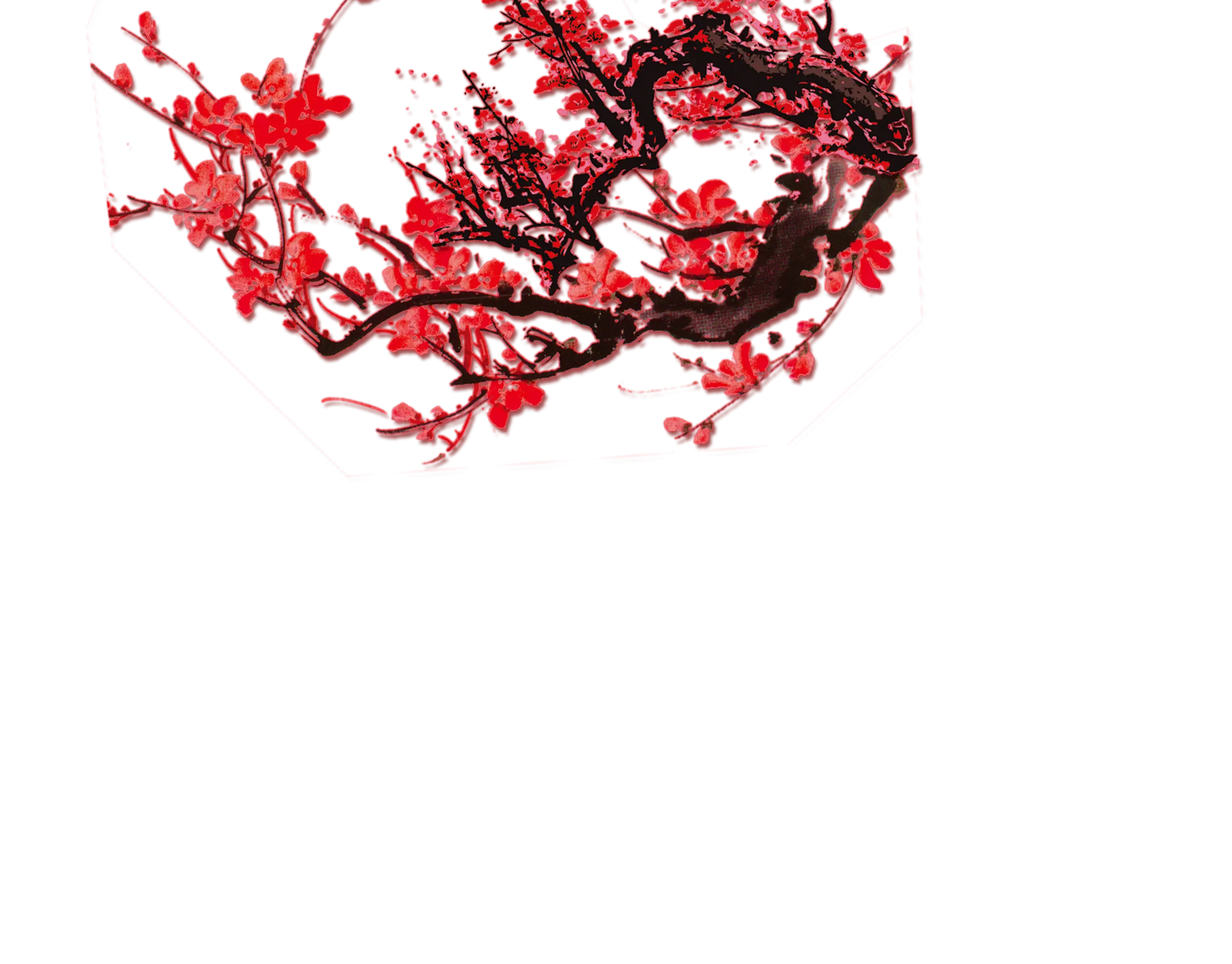 Cherry Blossom Branch Painting in Red
