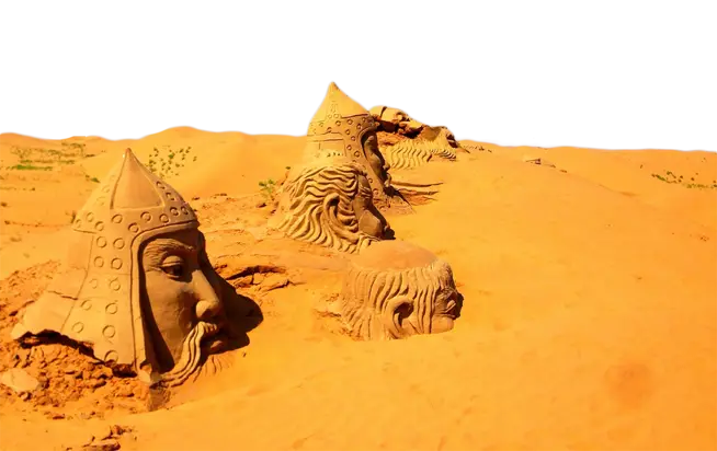 Sand Sculptures in a Desert