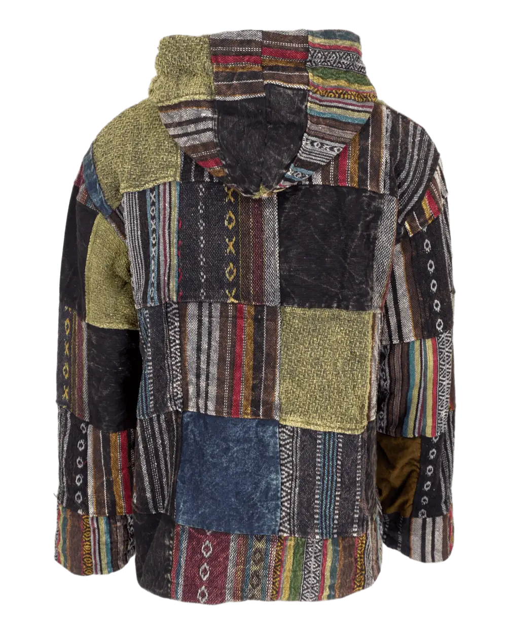 Multicolored Patchwork Hooded Jacket