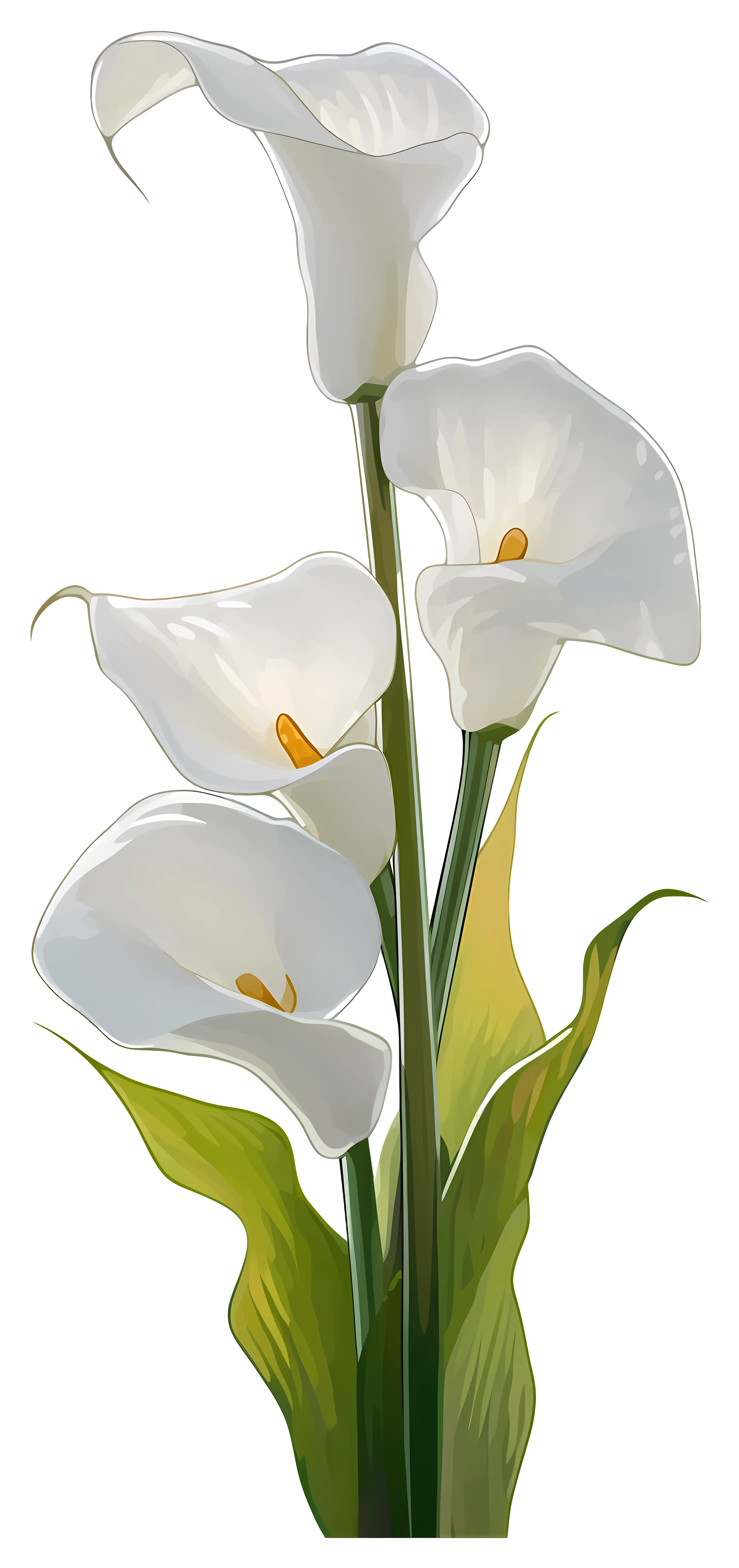 Elegant White Calla Lily with Green Leaves