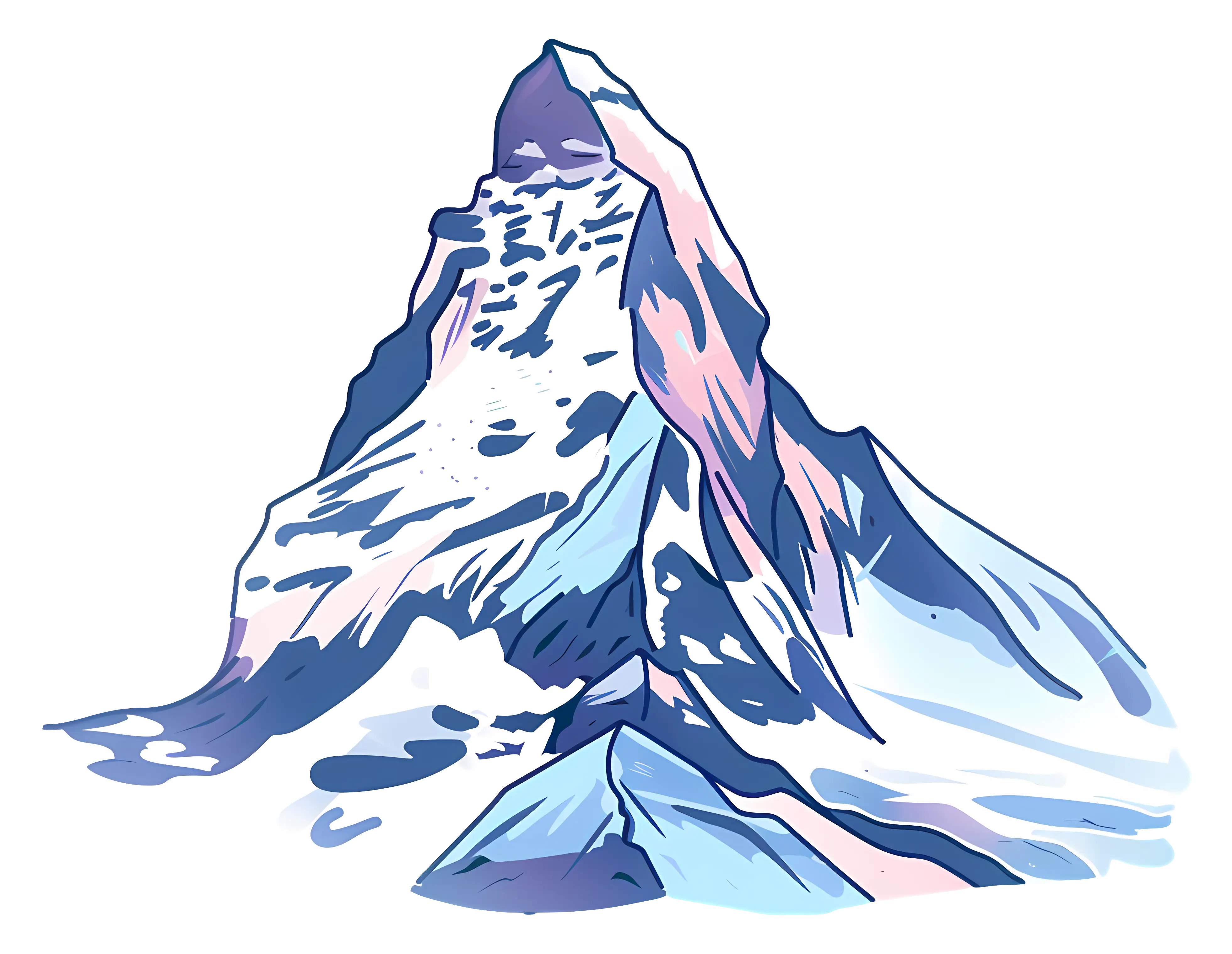 Mountain Illustration with Snow-Capped Peak