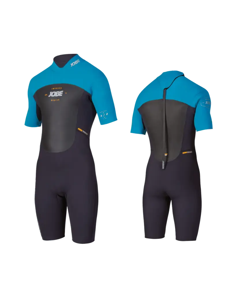 Blue and Black Short-Sleeve Wetsuit for Water Activities