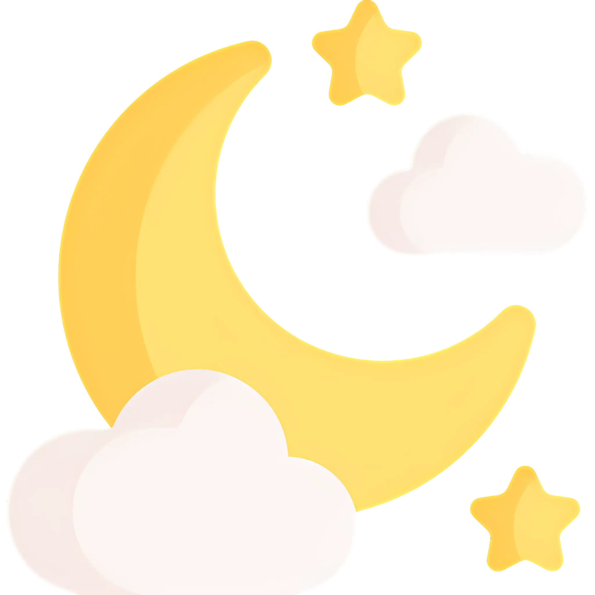 Crescent Moon and Stars with Clouds Illustration