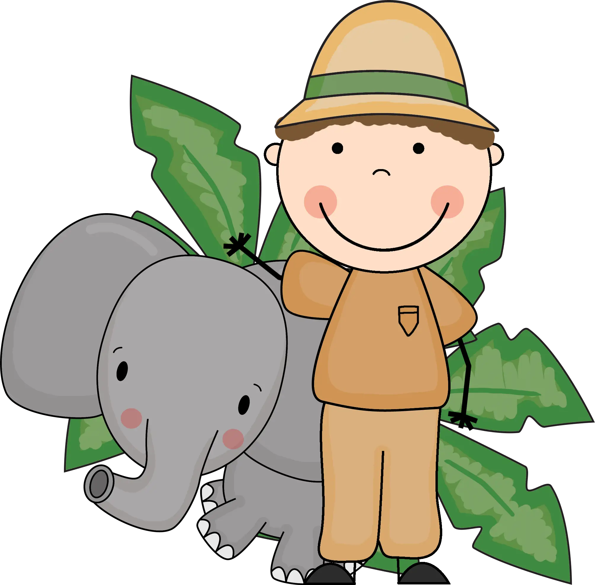 Boy and Elephant Cartoon