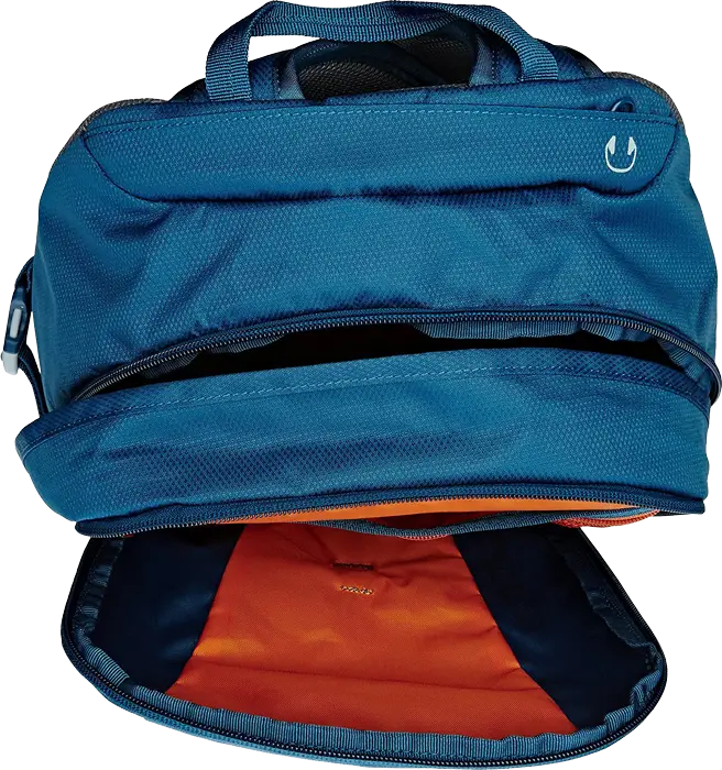 Blue Backpack with Orange Interior