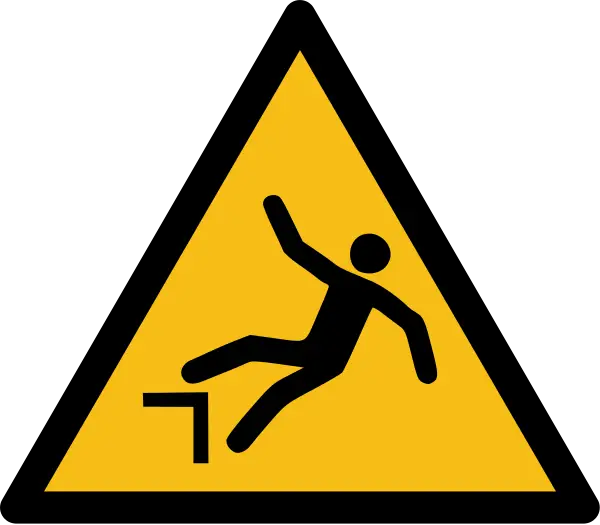 Yellow Warning Sign Indicating Slipping Hazard