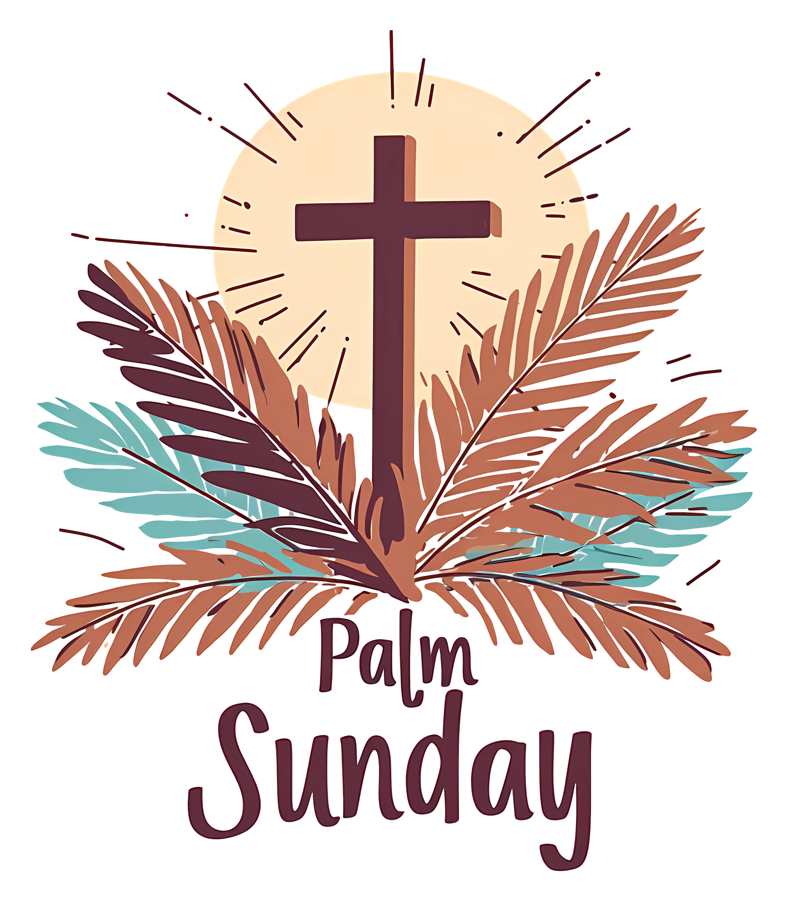 Cross with Palm Leaves for Palm Sunday