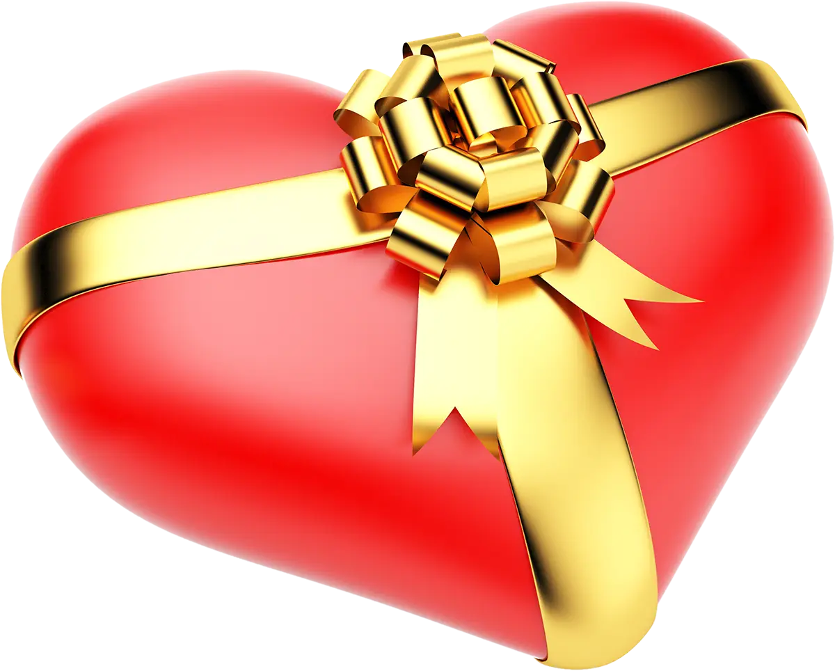 Heart Gift Box with Gold Ribbon