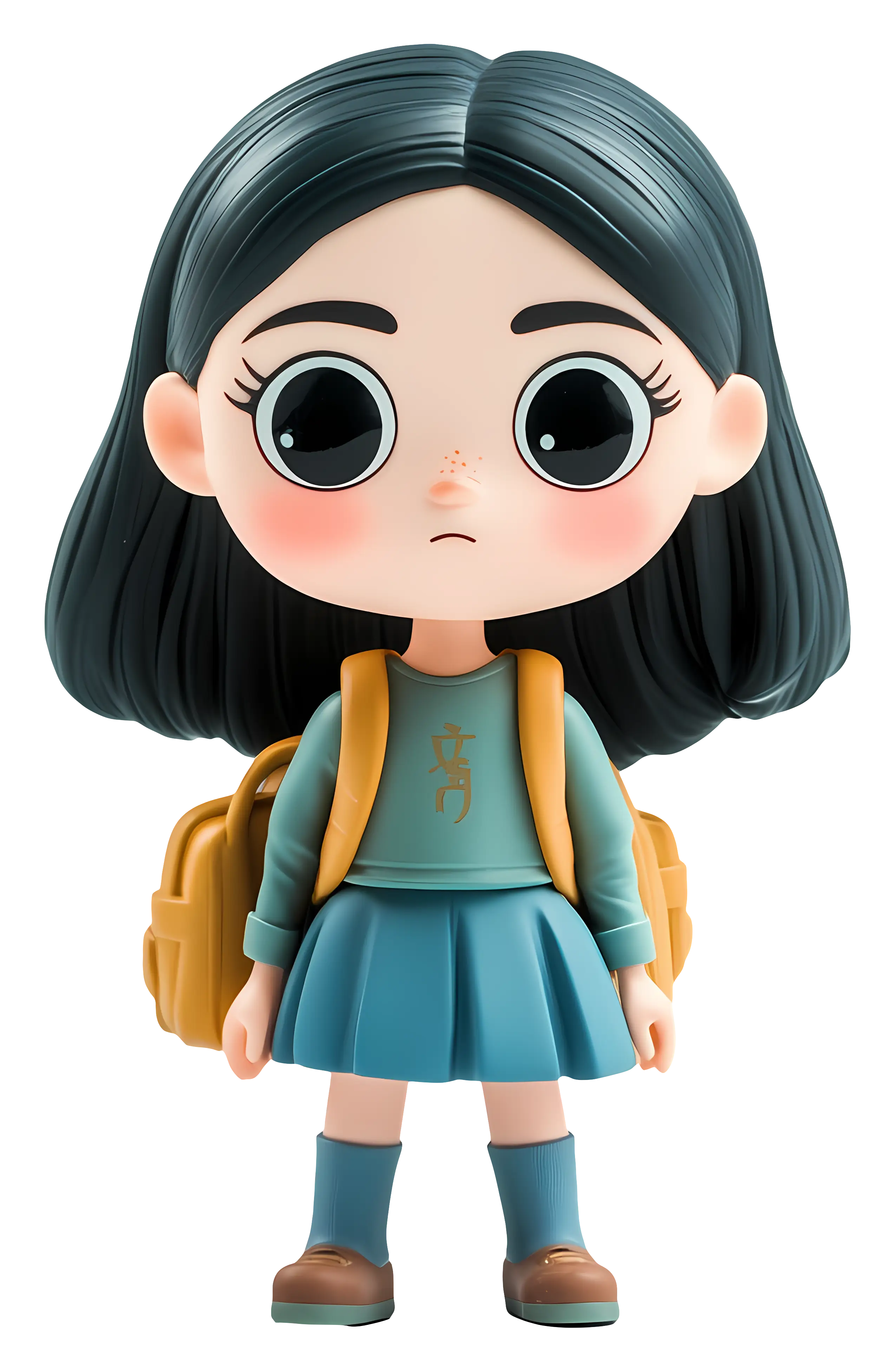 Cute Cartoon Girl with Backpack