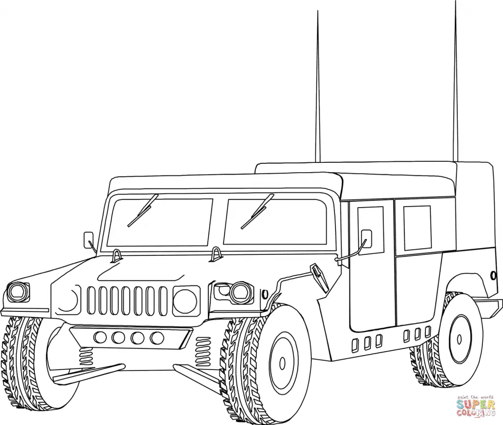Military Jeep Outline Drawing