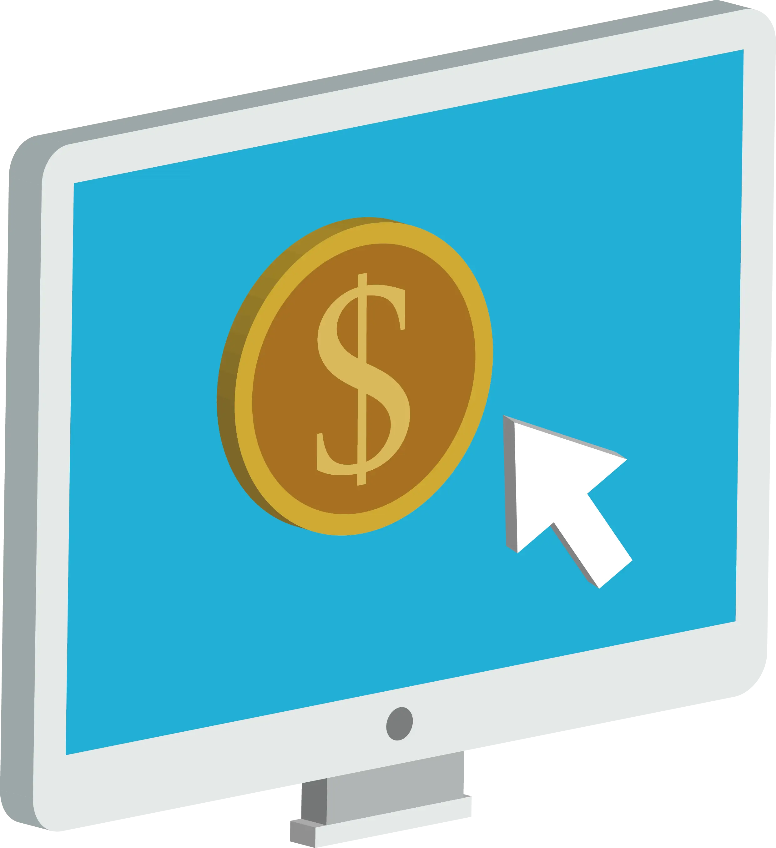 Computer with Dollar Coin for Online Transactions