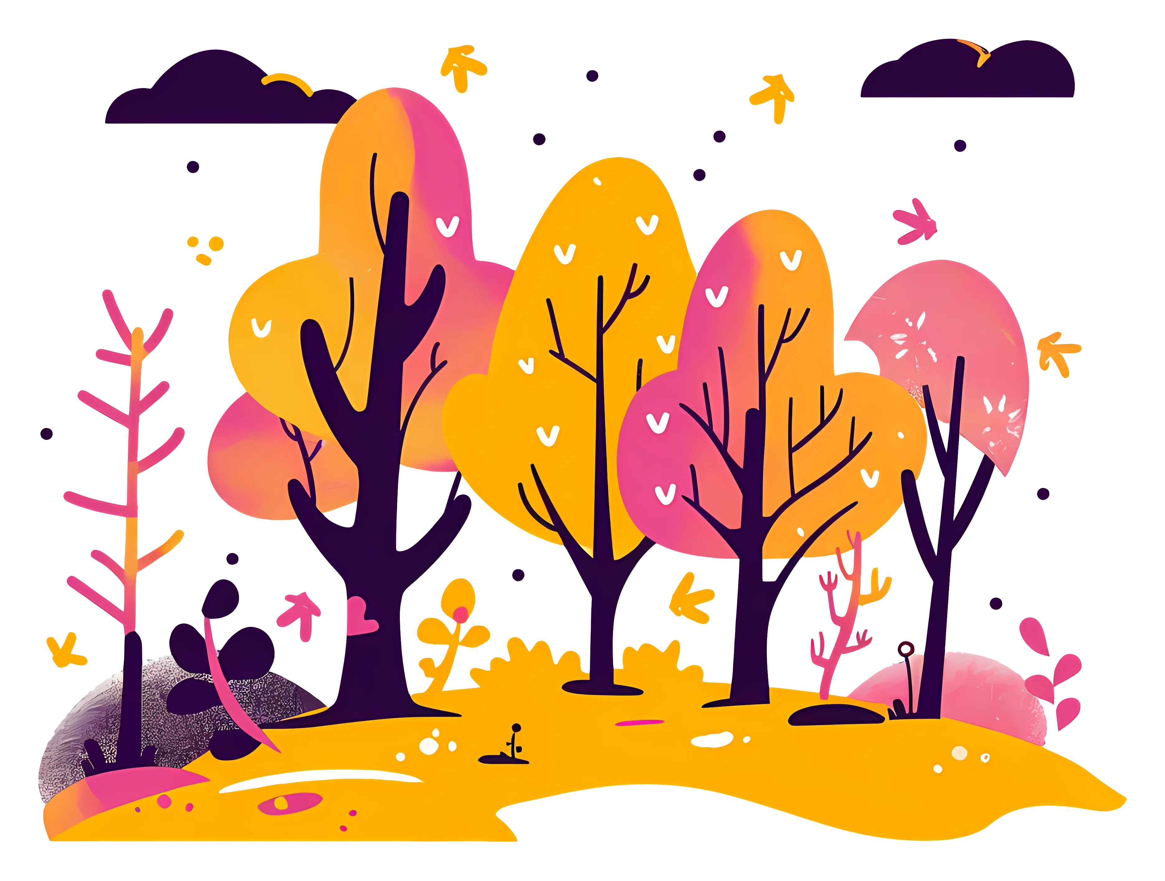 Bright Forest of Autumn Foliage Illustration