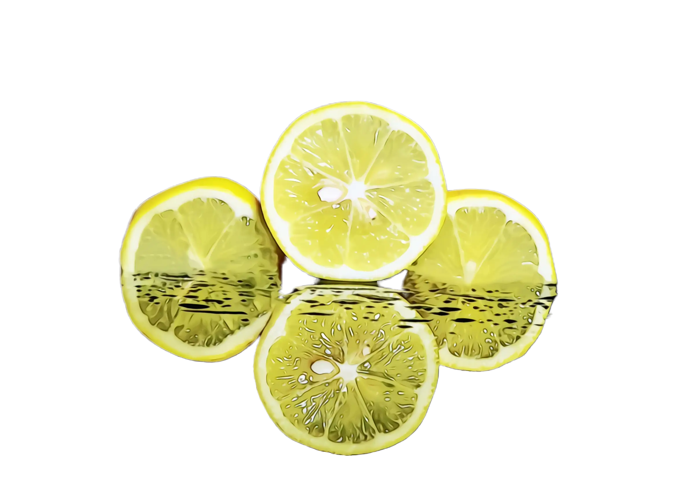 Sliced Lemons Floating on Water