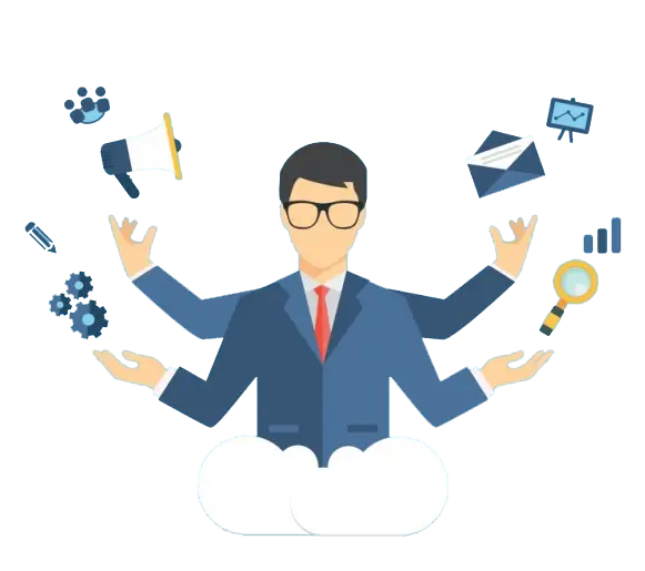 Businessperson Multitasking Illustration for Management Concept