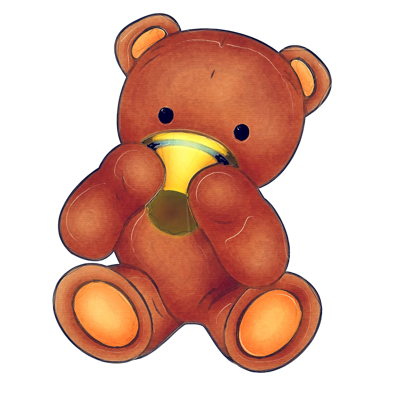 Cute Brown Teddy Bear Hugging Cup