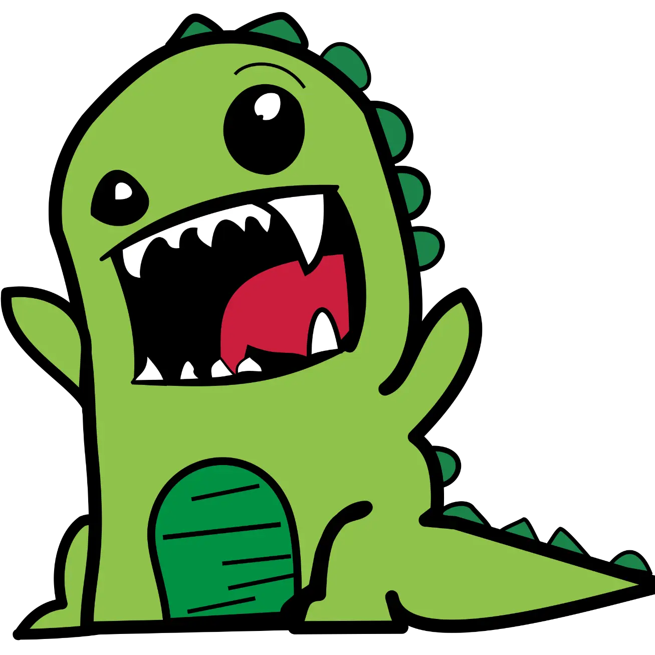 Cute Green Cartoon Monster Illustration