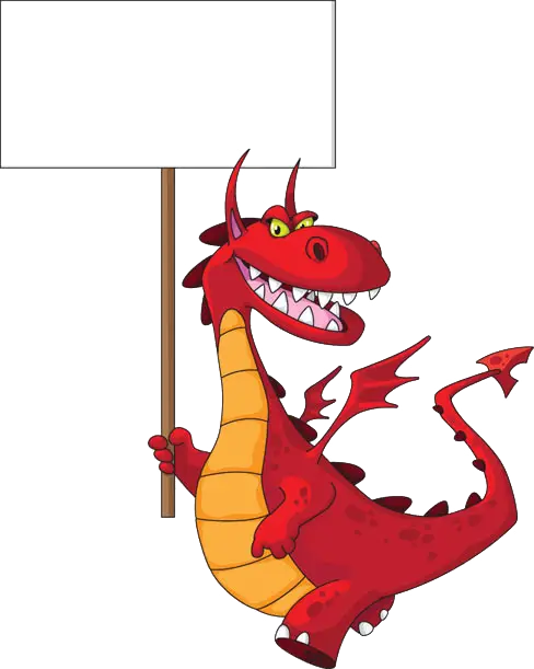 Red Dragon Holding Blank Signboard
