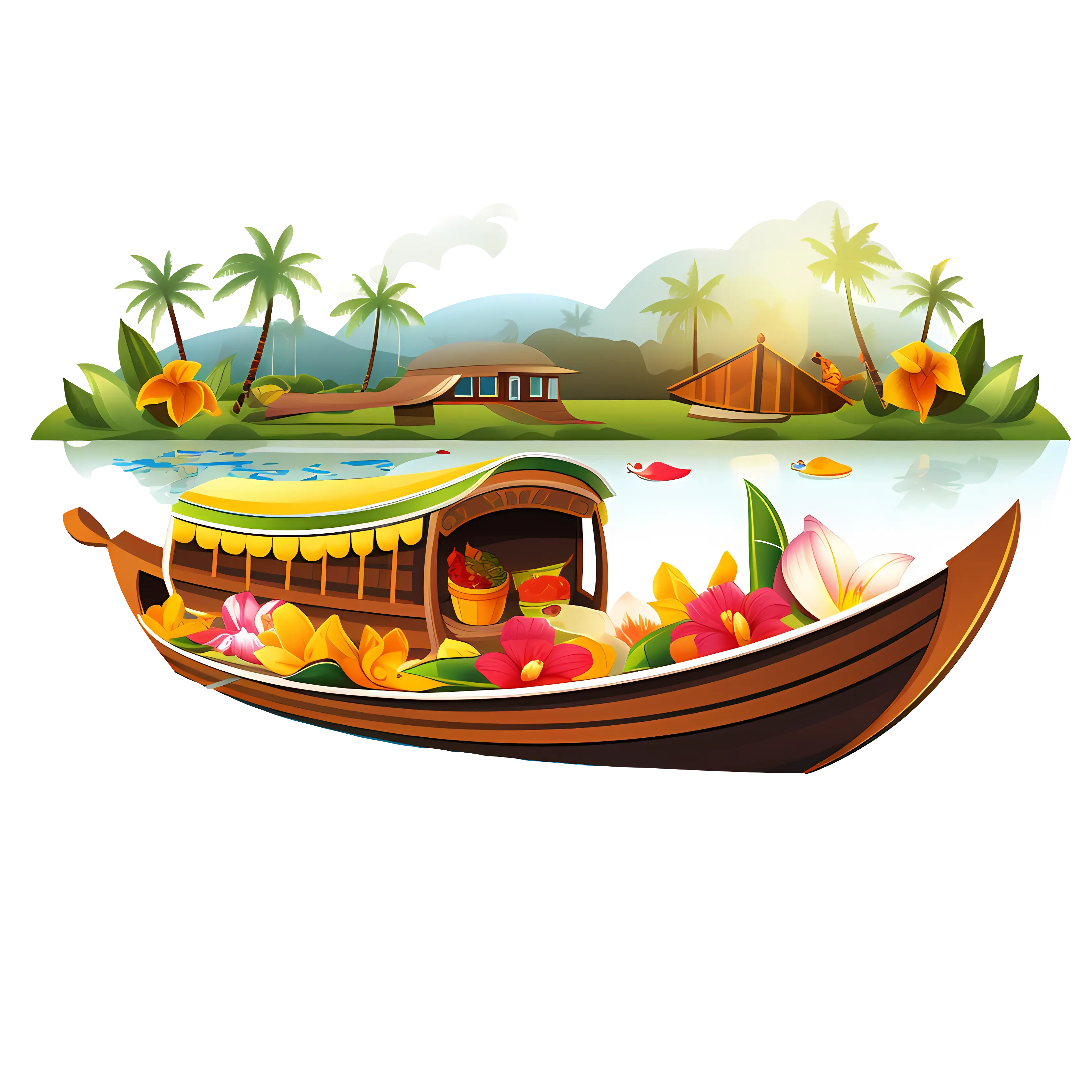 Houseboat Surrounded by Tropical Beauty