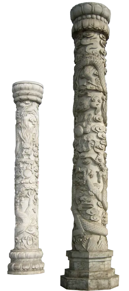 Carved Stone Pillars with Ornate Details