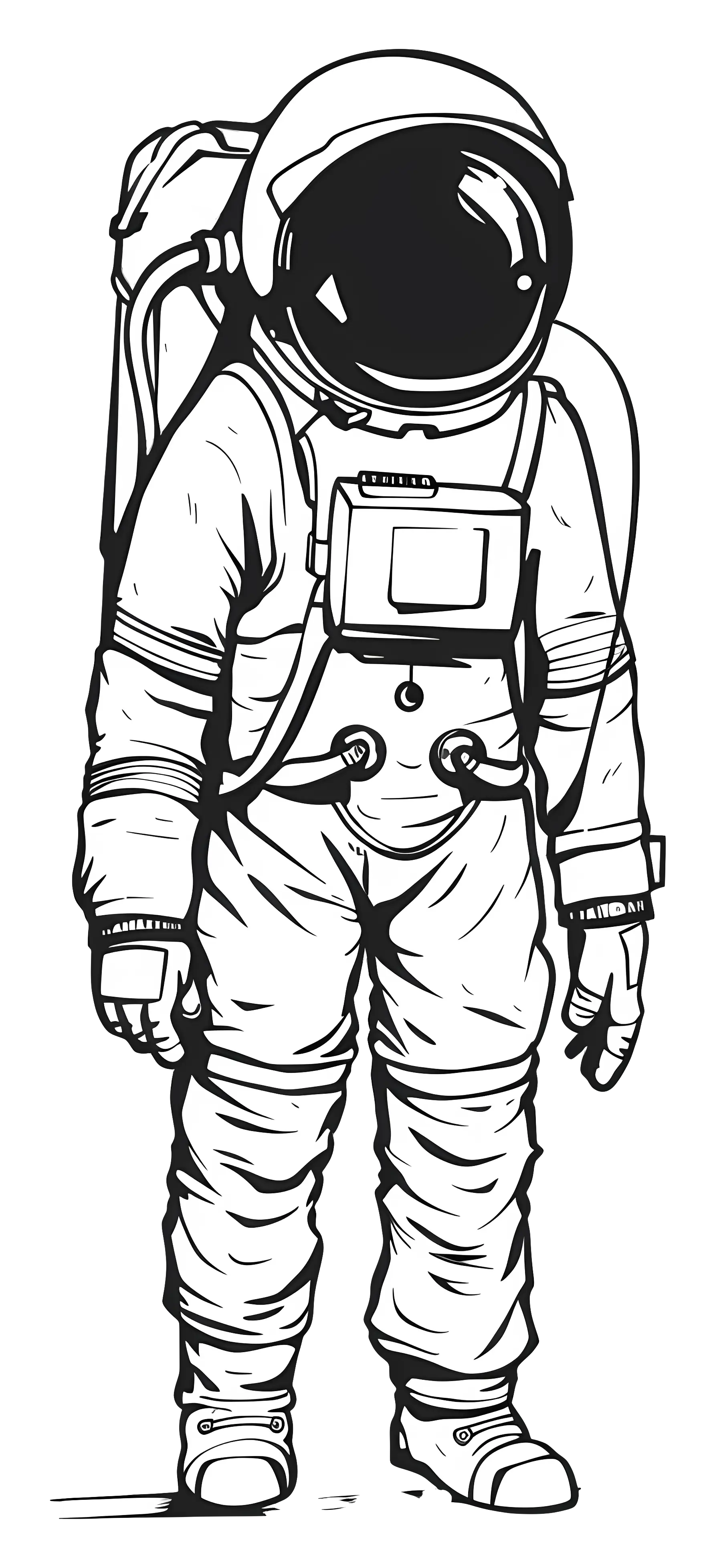Astronaut in Detailed Space Suit Drawing