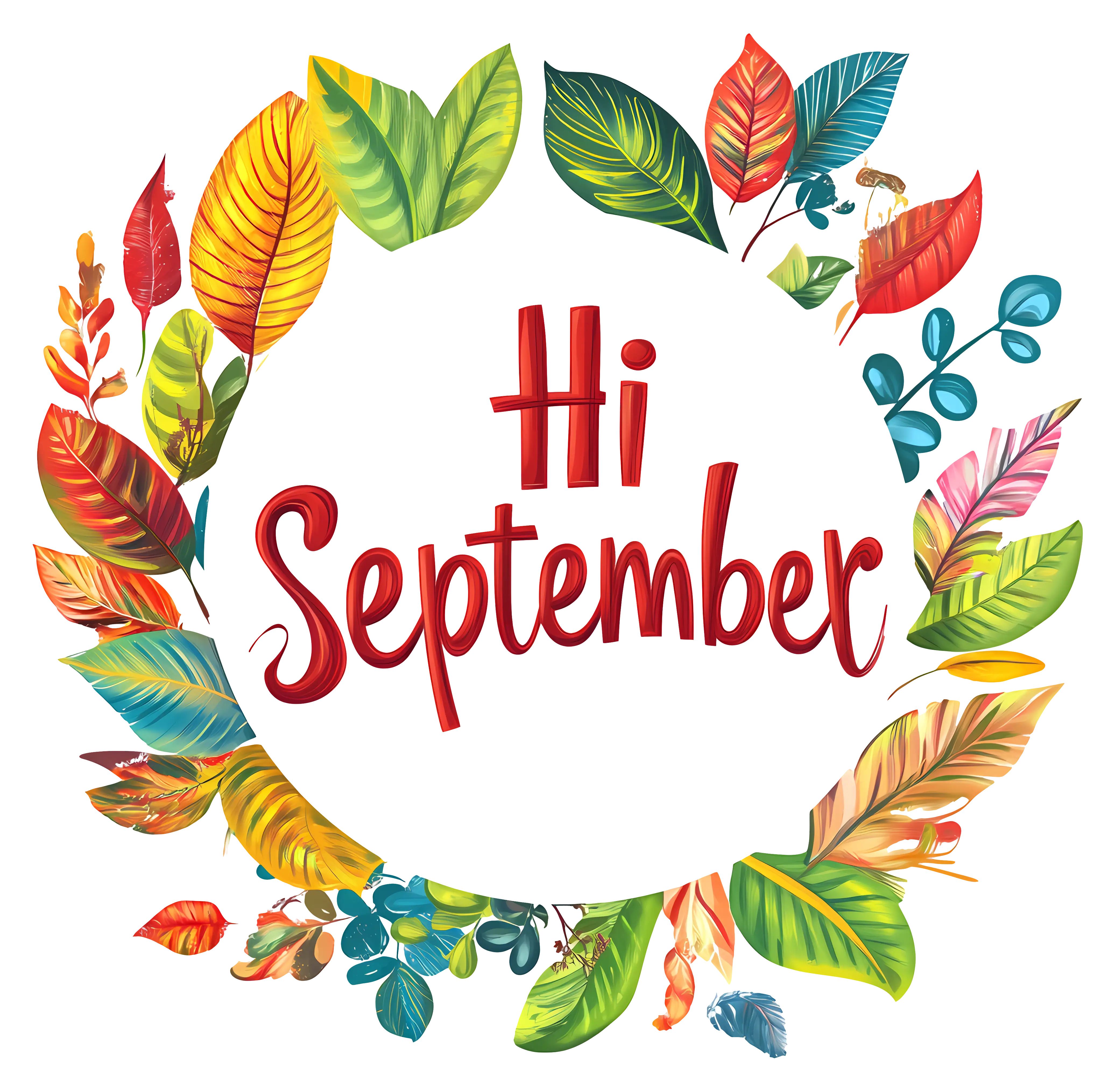 Hi September with Autumn Leaves Wreath