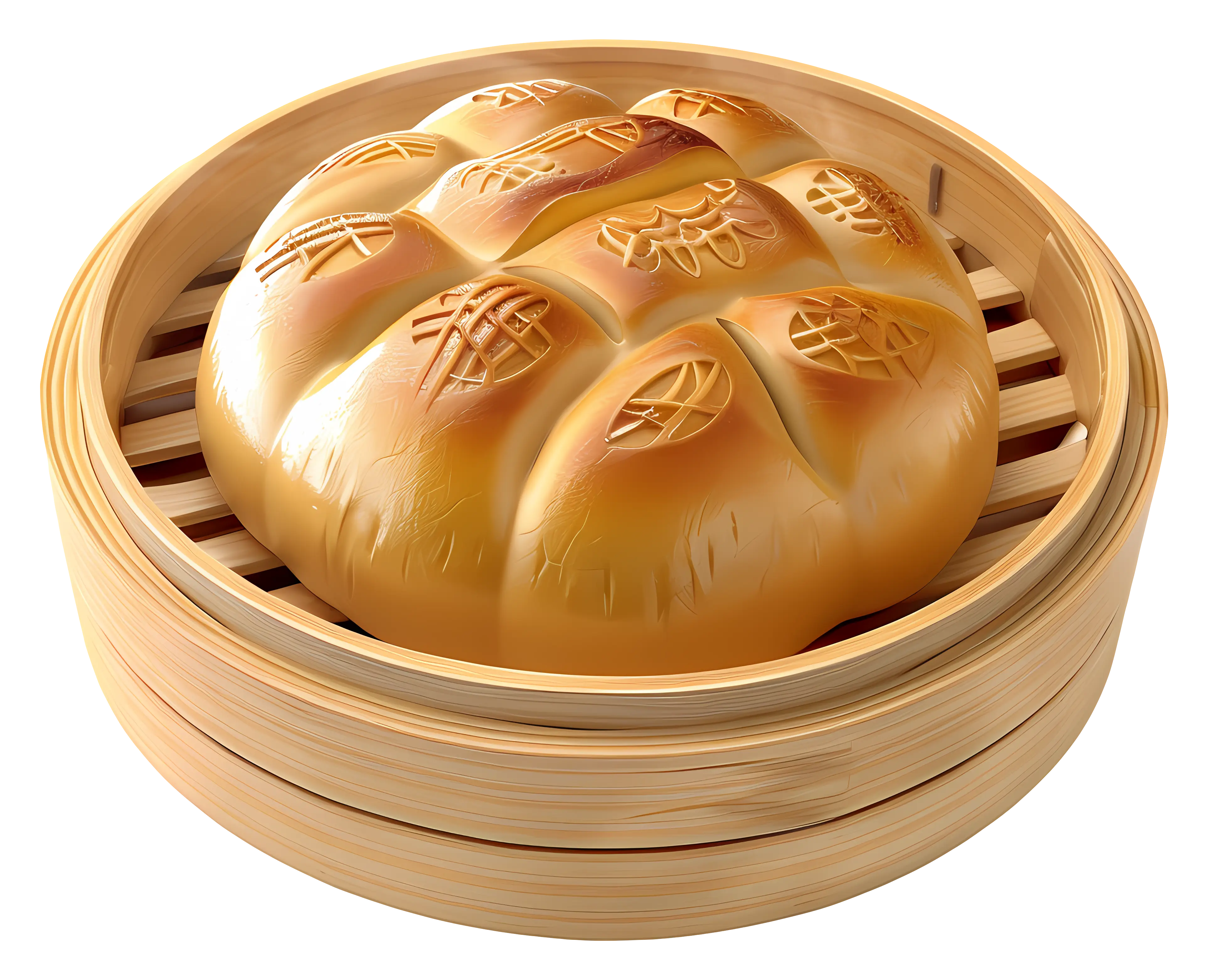 Patterned Bread in Bamboo Steamer