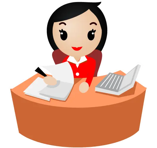 Cartoon Office Worker at Desk