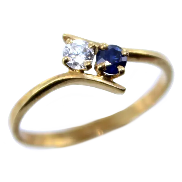 Gold Ring with Blue and White Gemstones