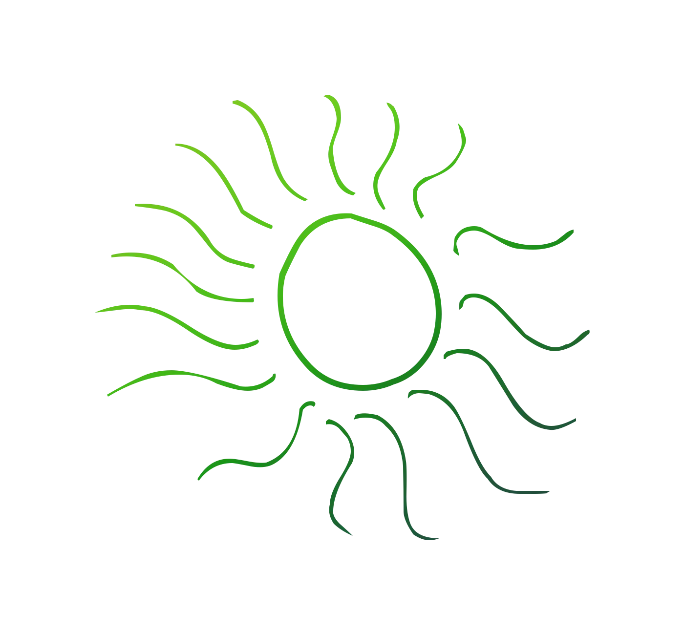 Green Line Art Sun Illustration