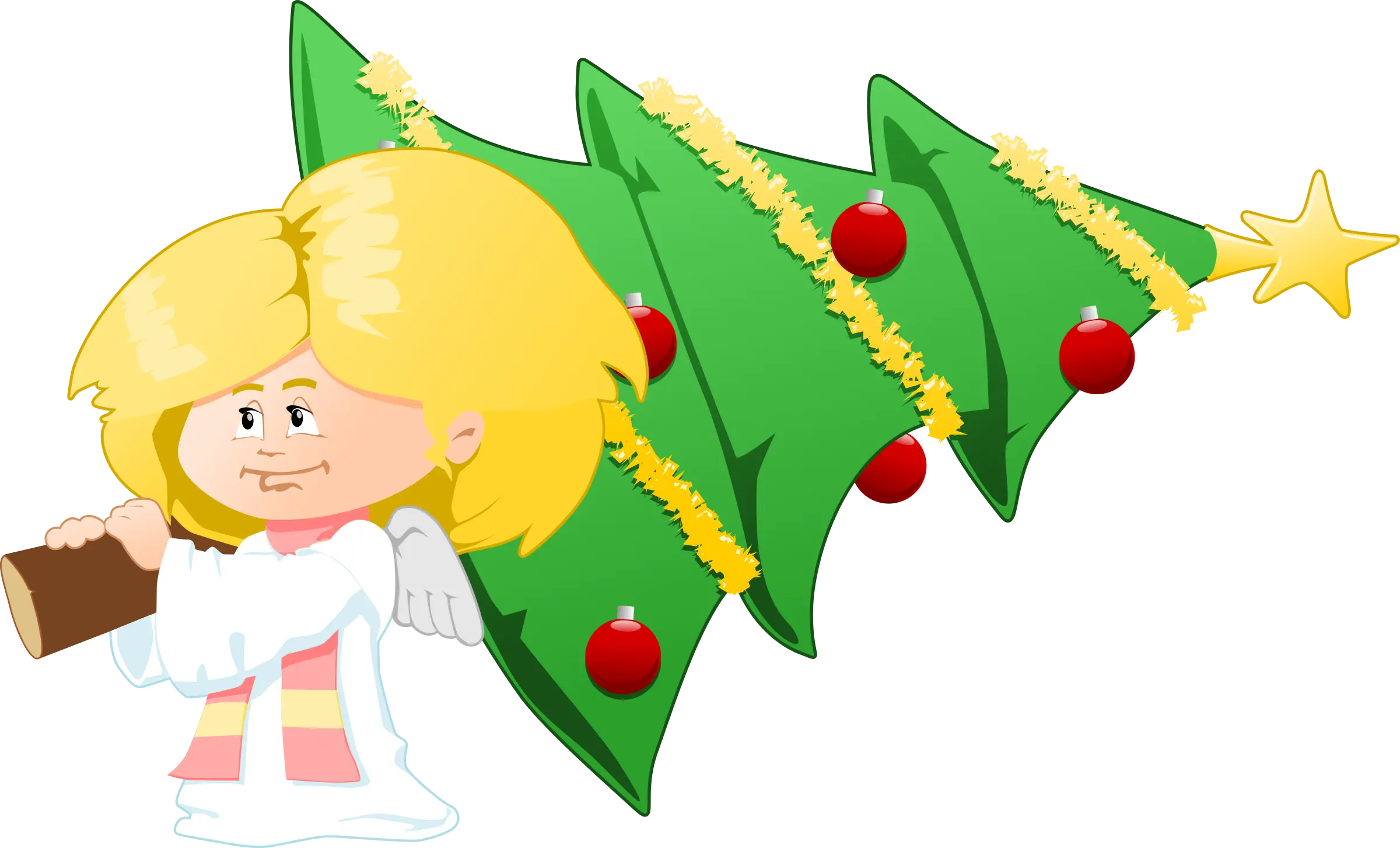 Angel Carrying Decorated Christmas Tree