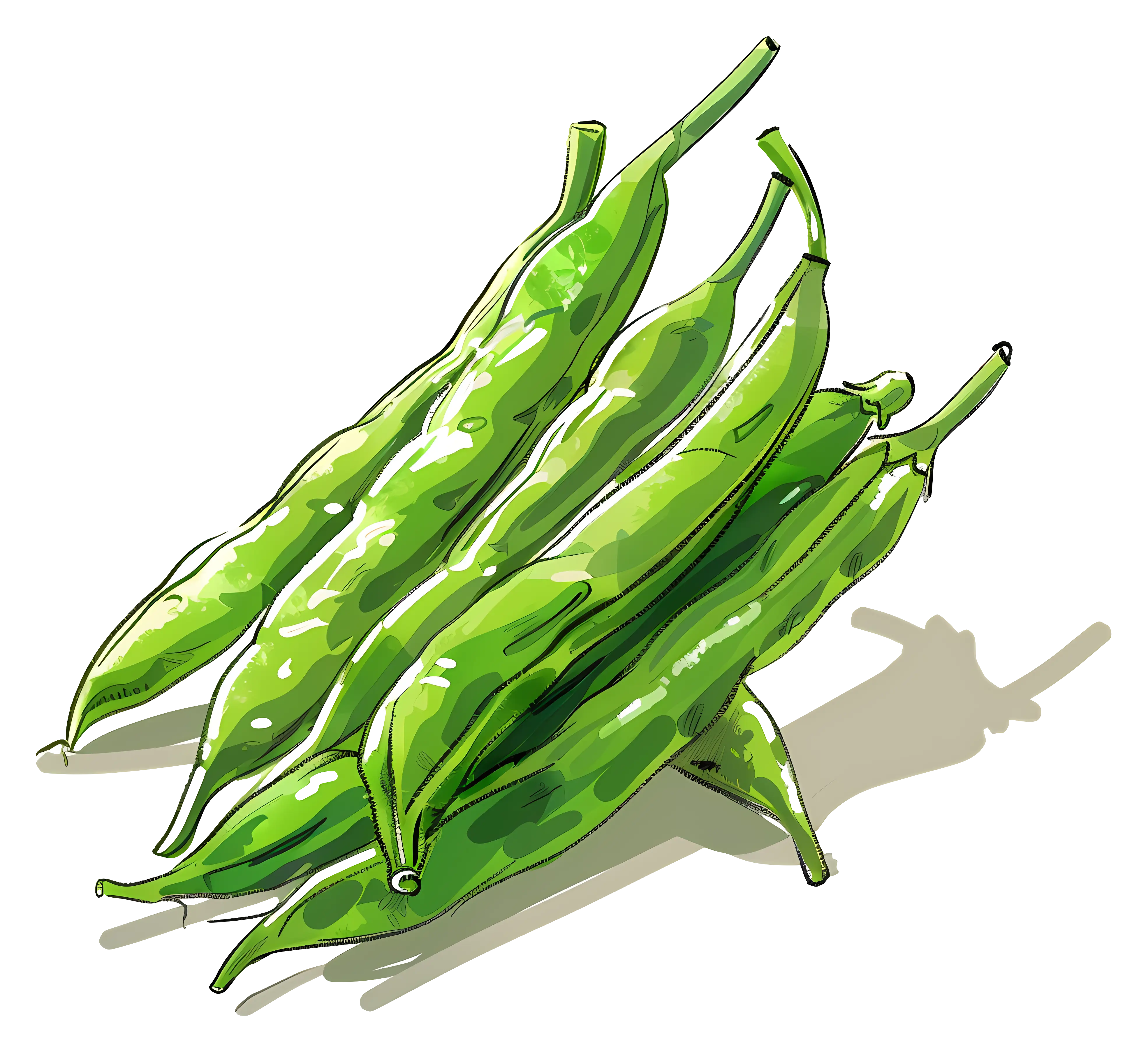 Fresh Green Bean Pods Illustration