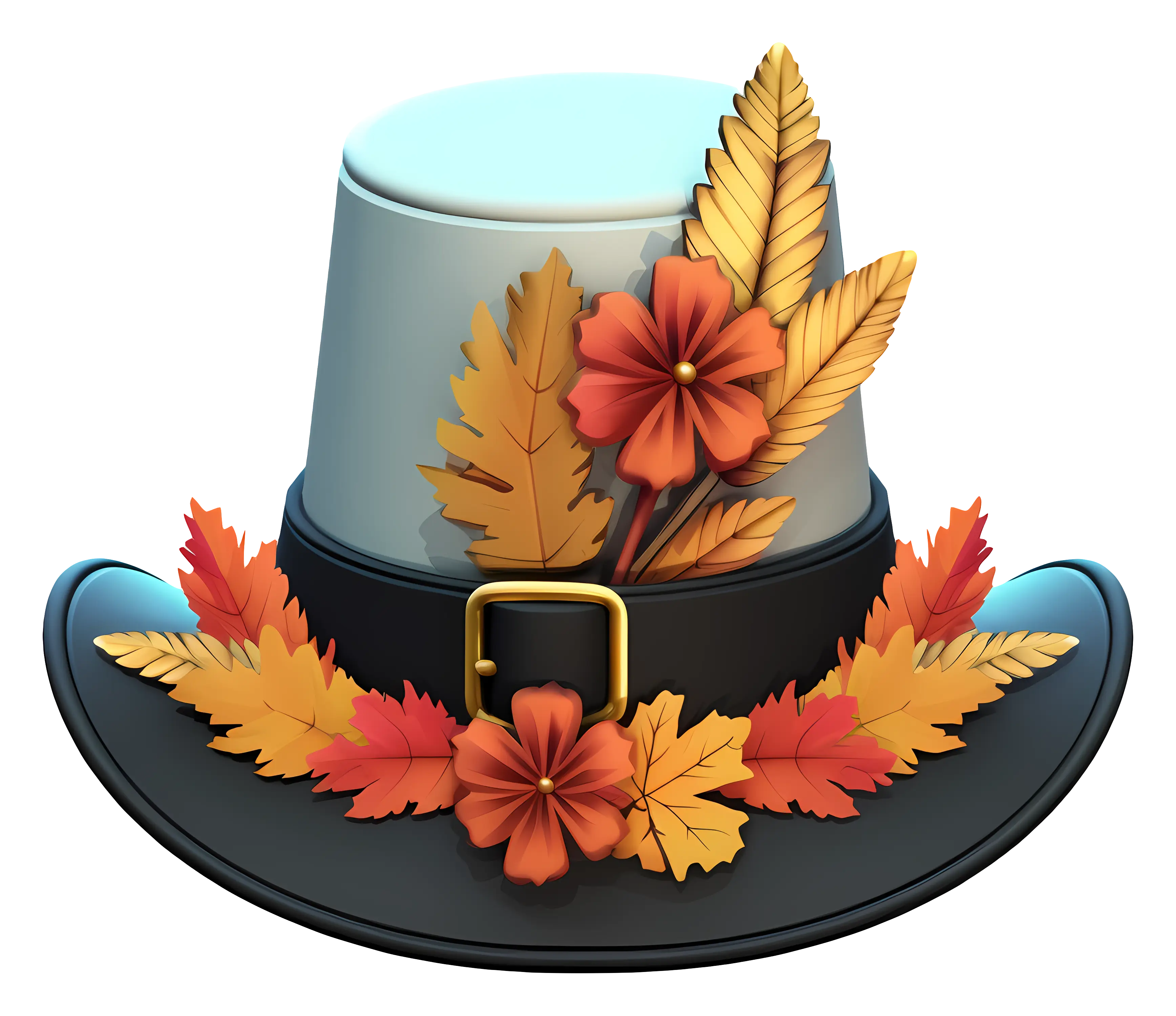 Decorative Hat with Autumn Leaves and Flowers