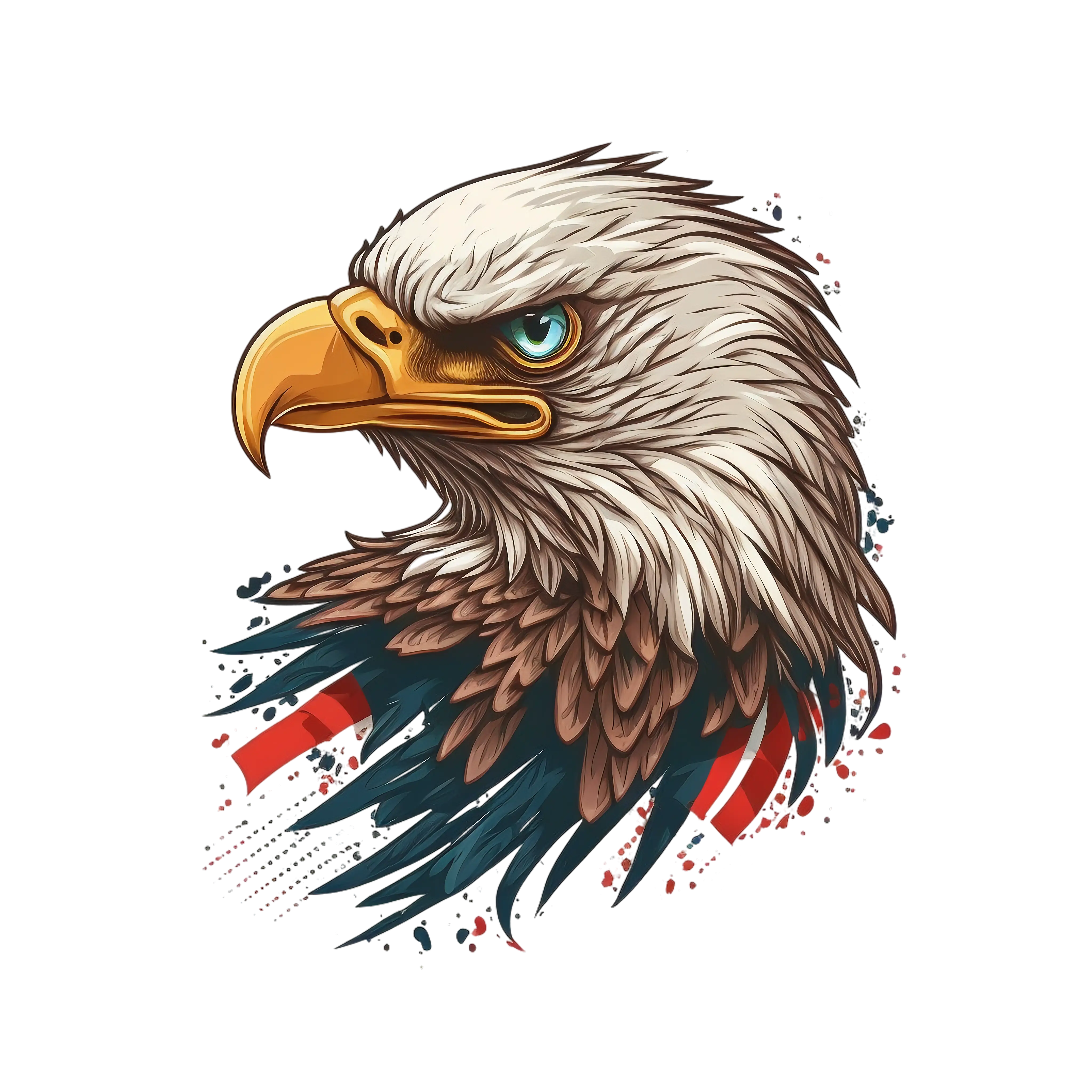 Fierce Bald Eagle Illustration with Patriotic Elements