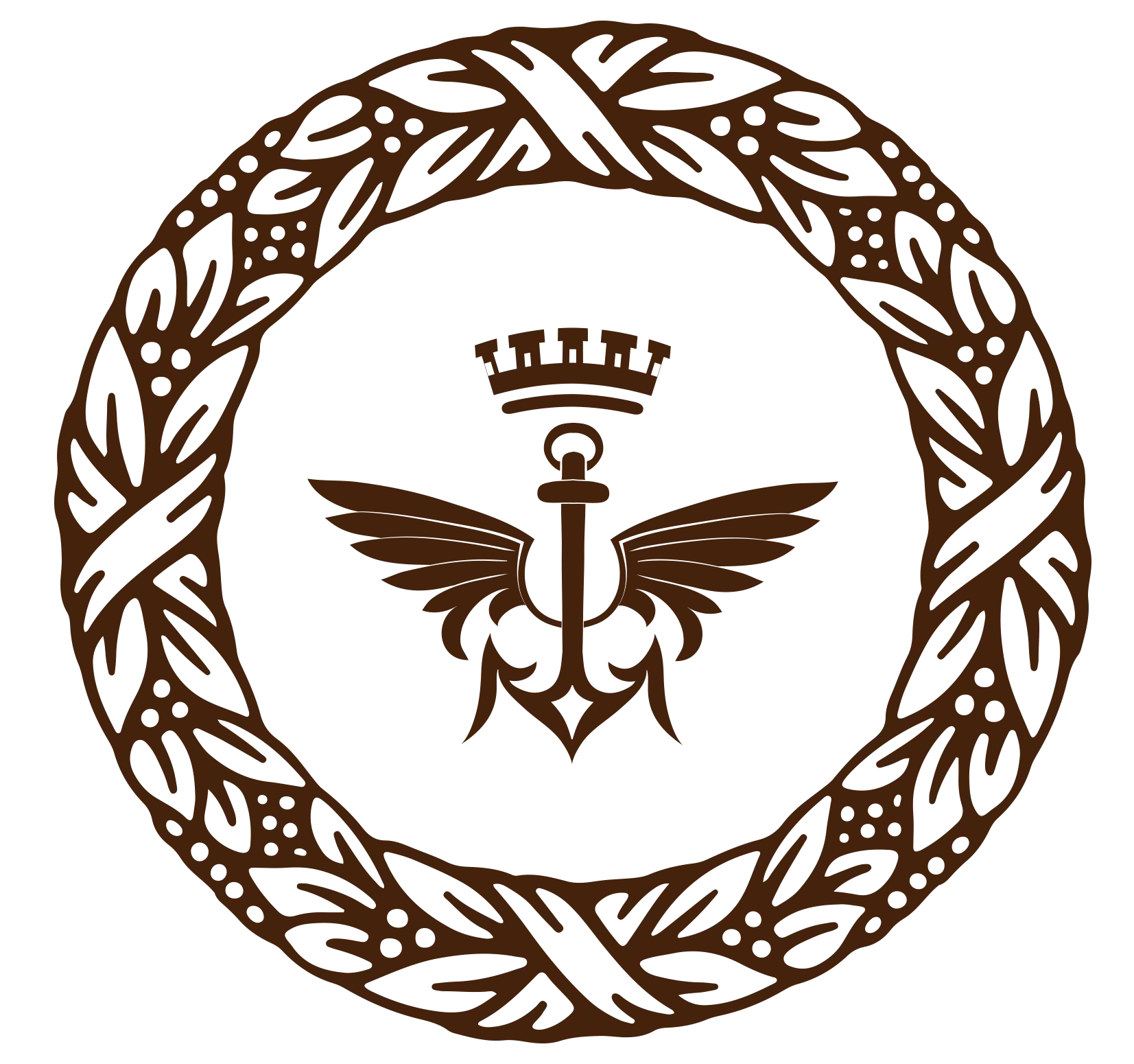 Crown Emblem with Wings and Circle