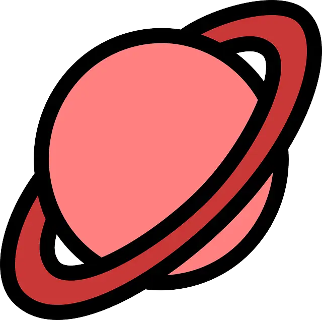 Pink Planet with Rings Illustration