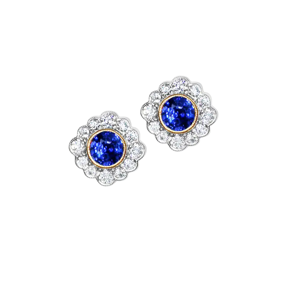 Blue Gemstone Earrings with Diamonds