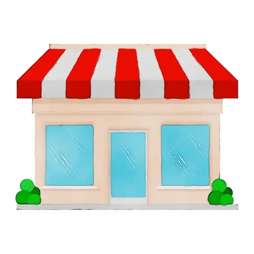 Cartoon Shop with Red and White Awning Illustration