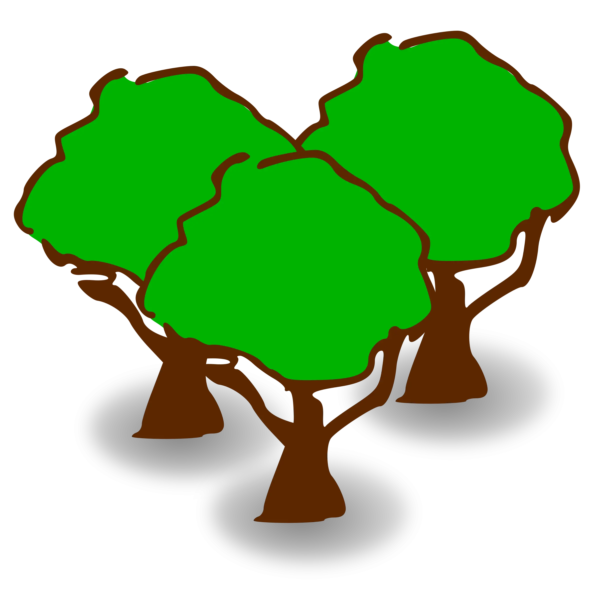 Three Cartoon Green Trees Illustration