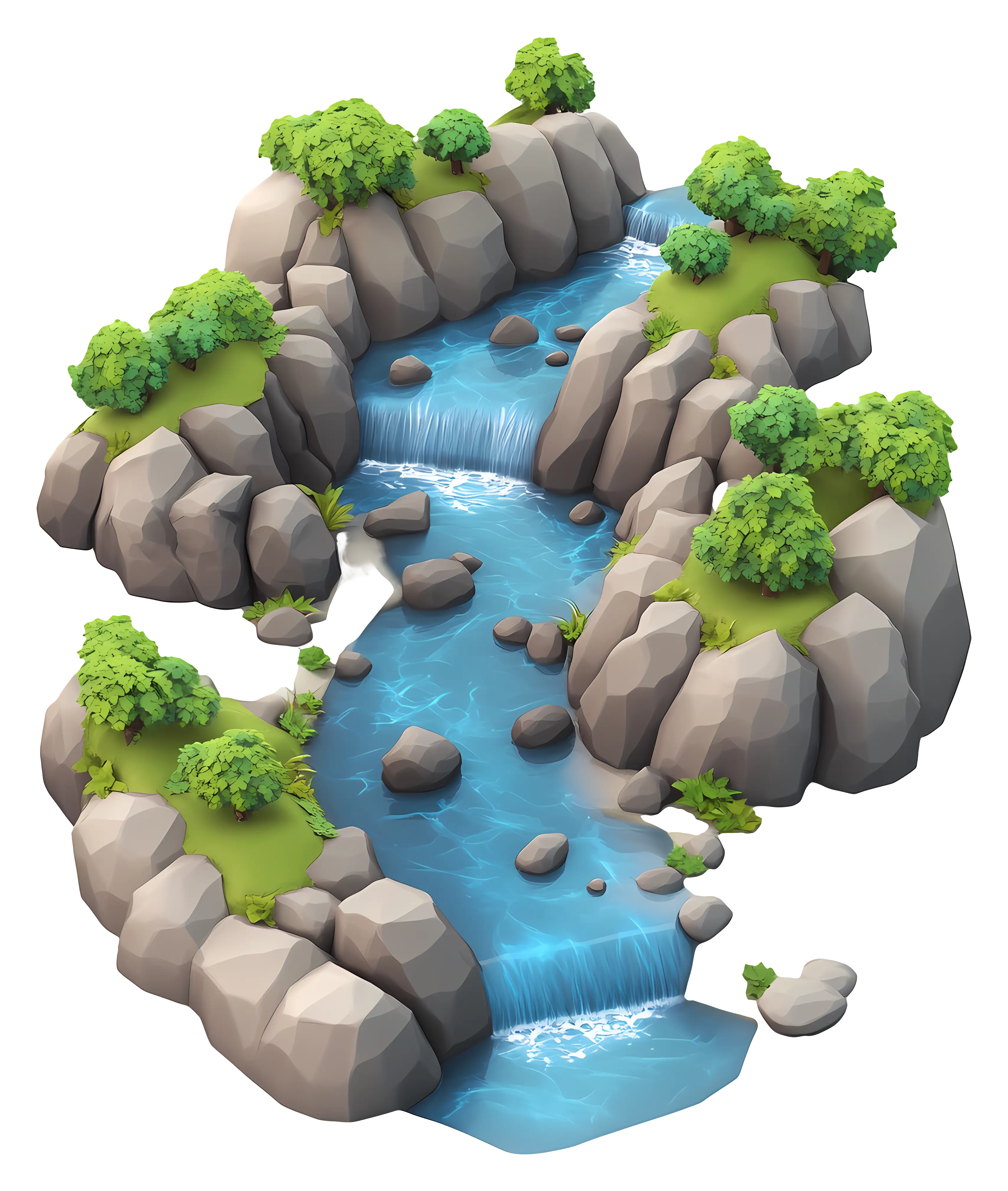Serene Waterfall and Rocks