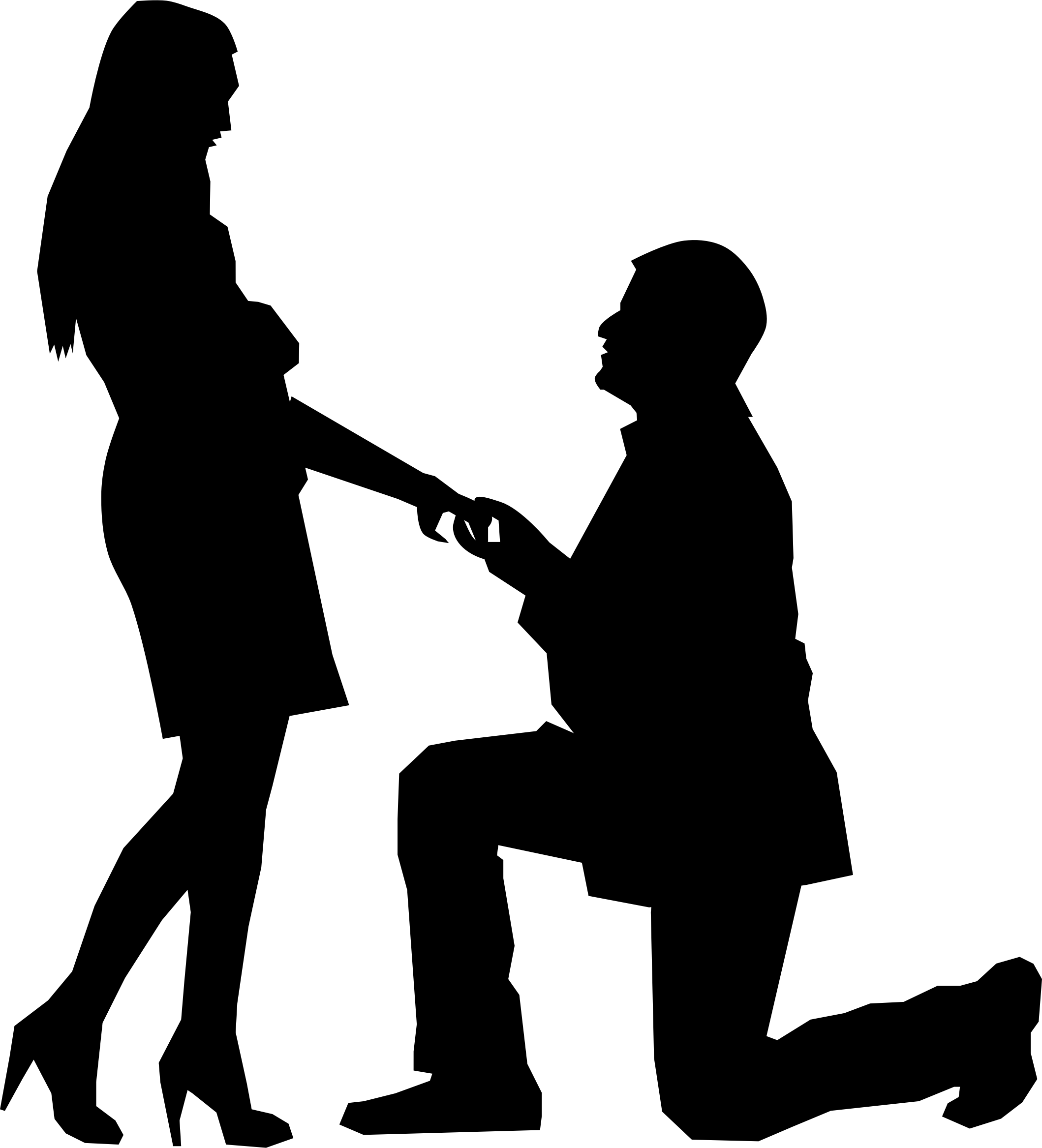 Silhouette of Romantic Proposal Scene