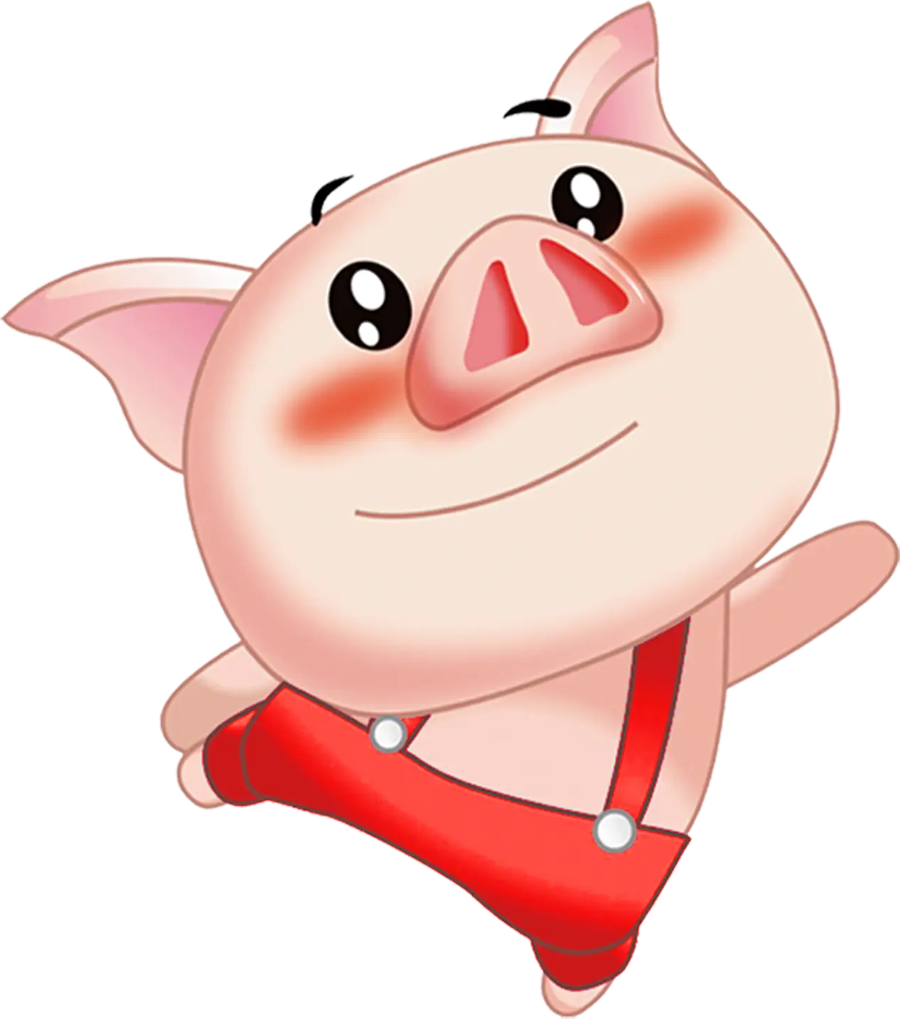Cute Pig in Red Overalls