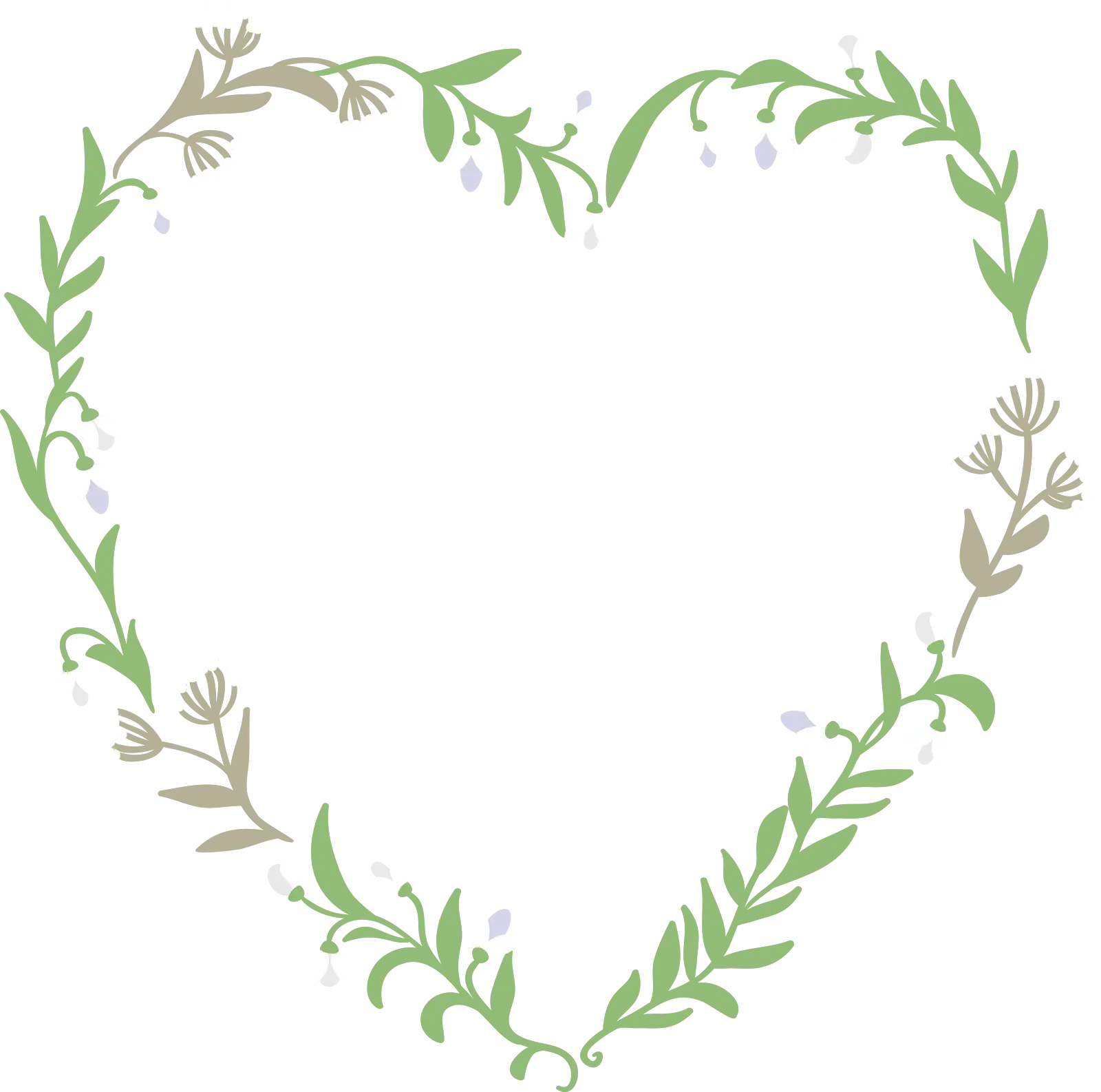 Heart-Shaped Floral Frame with Delicate Greenery
