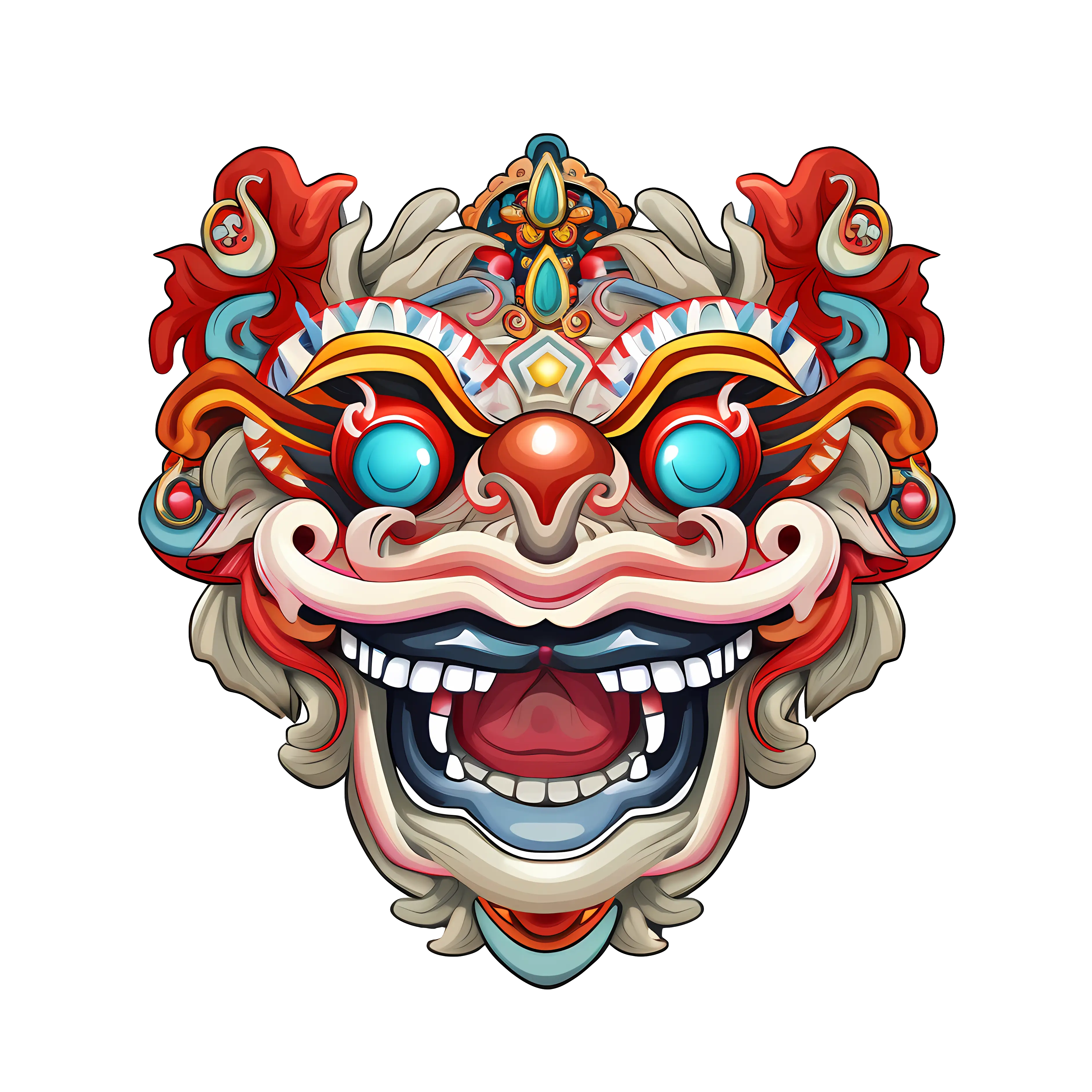 Traditional Festival Lion Mask Illustration