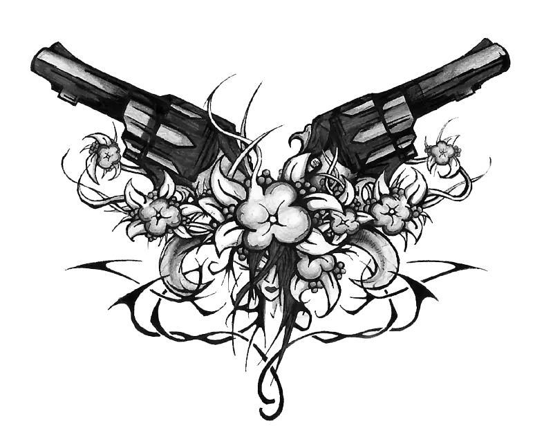 Guns and Flowers Illustration