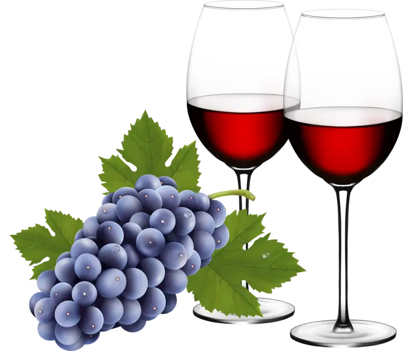Wine Glasses and Fresh Grapes