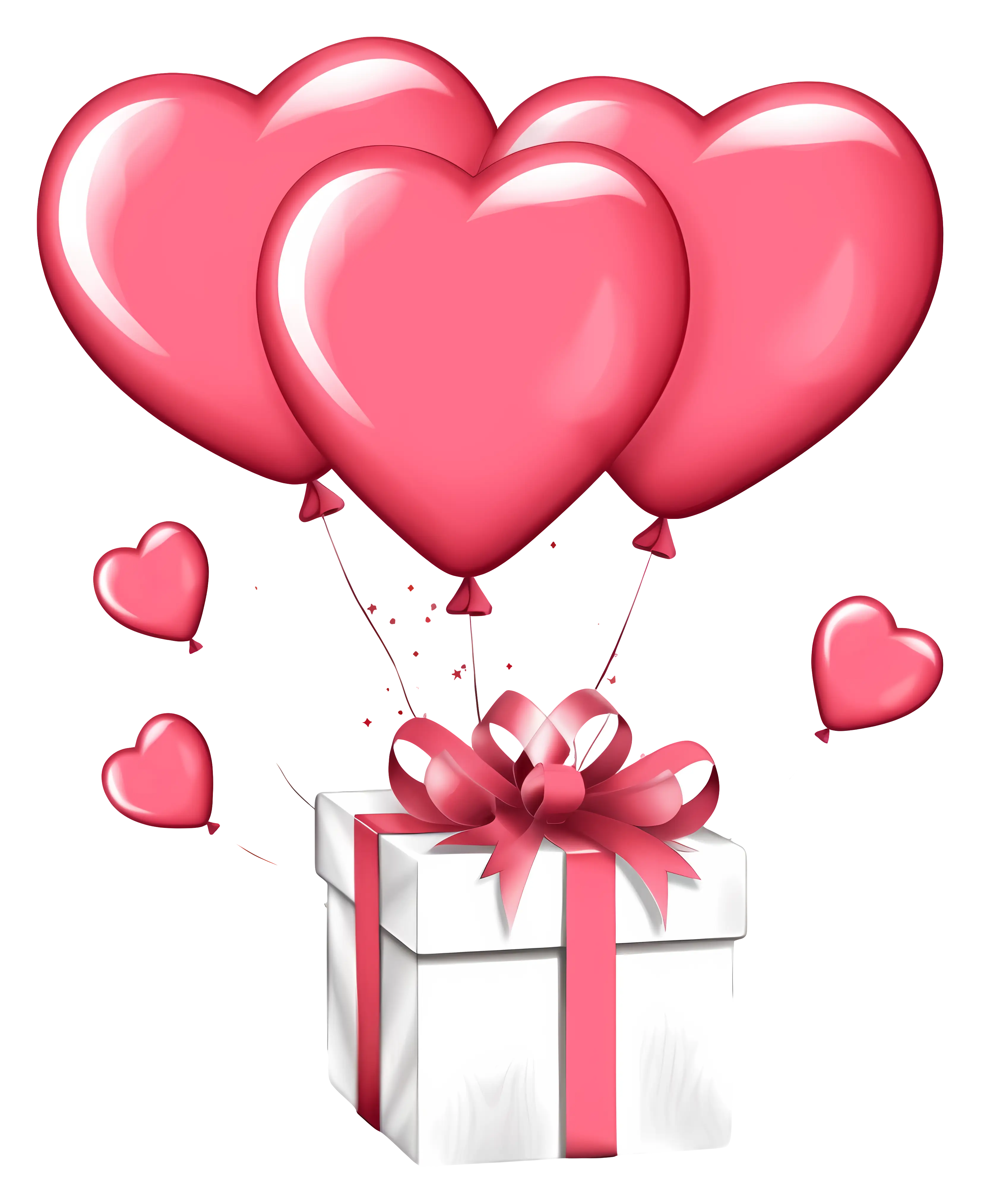 Gift Box with Heart Balloons for Special Occasions