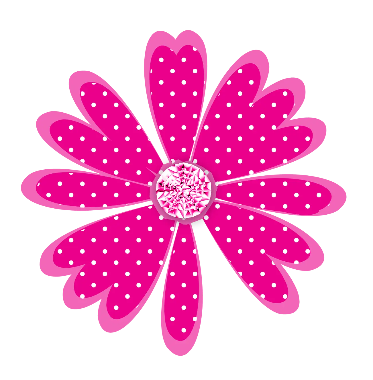 Pink Floral Cartoon with Dotted Petals