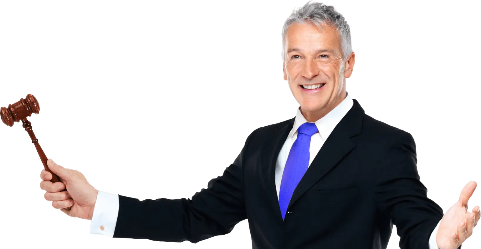 Smiling Auctioneer with Gavel